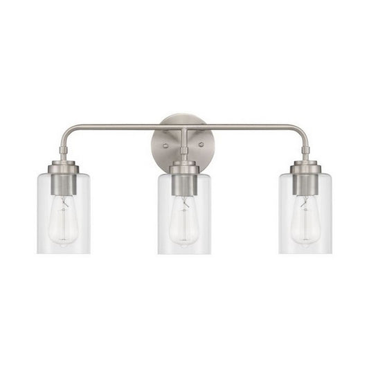 Craftmade Stowe 22" 3-Light Brushed Polished Nickel Vanity Light With Clear Glass Shades