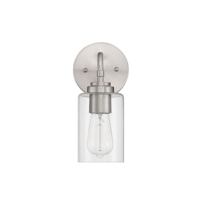 Craftmade Stowe 5" x 11" 1-Light Brushed Polished Nickel Wall Sconce With Clear Glass Shade