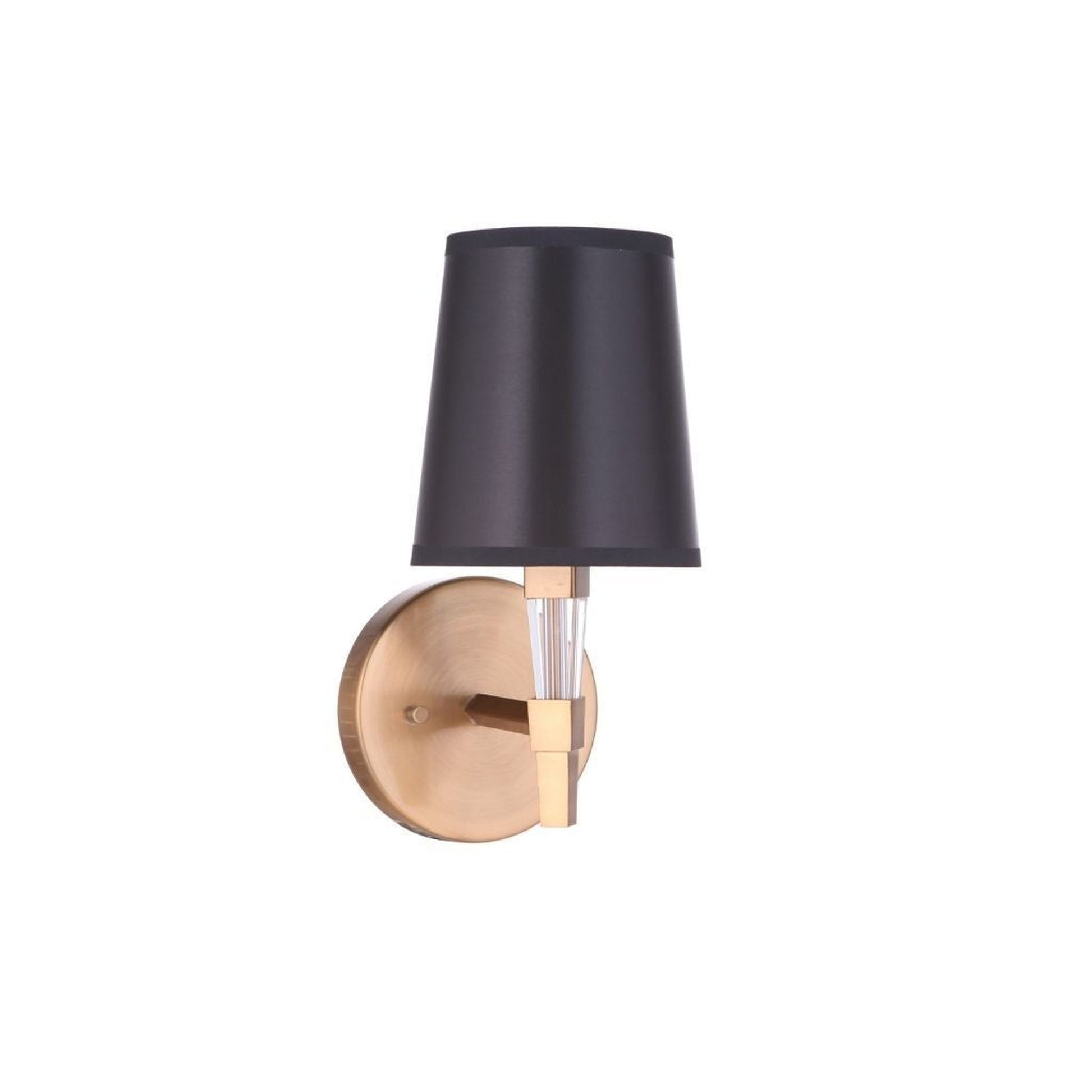 Craftmade Tarryn 6" x 12" 1-Light Satin Brass Wall Sconce With Black and Soft Gold Fabric Shade