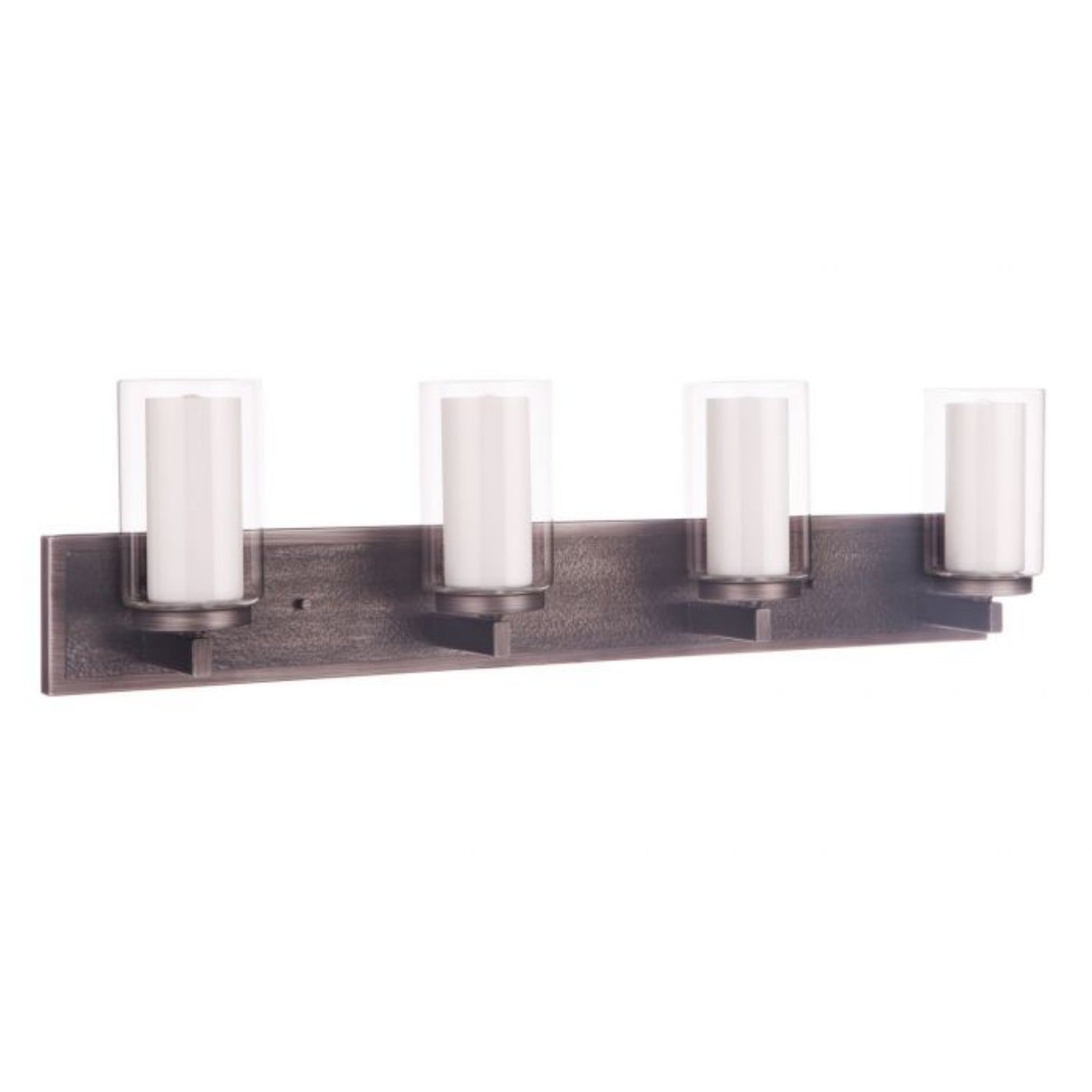 Craftmade Texture 33" 4-Light Natural Iron Vanity Light With White Frosted Inner and Clear Outer Glass Shades