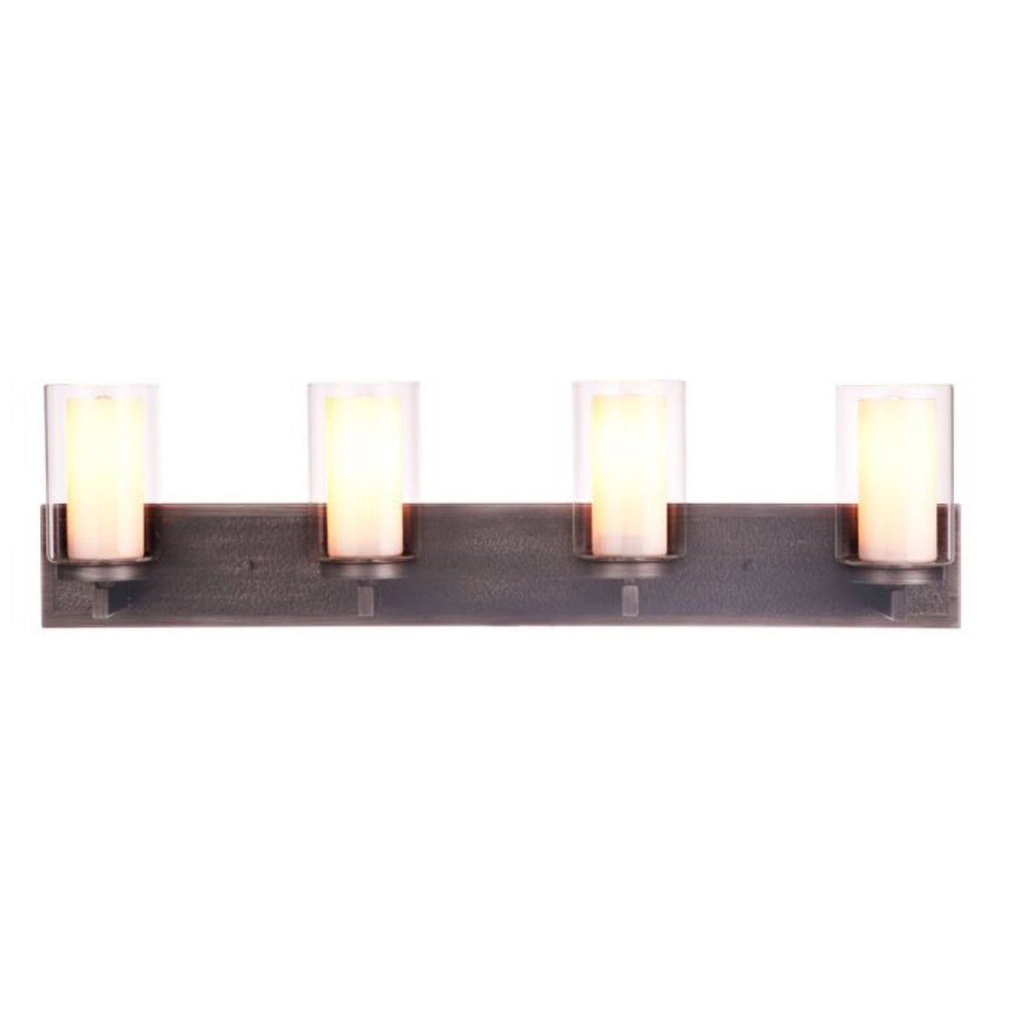 Craftmade Texture 33" 4-Light Natural Iron Vanity Light With White Frosted Inner and Clear Outer Glass Shades