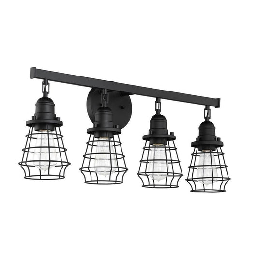 Craftmade Thatcher 26" 4-Light Flat Black Vanity Light With Metal Wire Shades