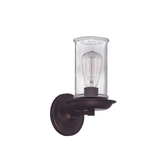 Craftmade Thornton 6" x 12" 1-Light Aged Brushed Bronze Wall Sconce With Antique Clear Glass Shade