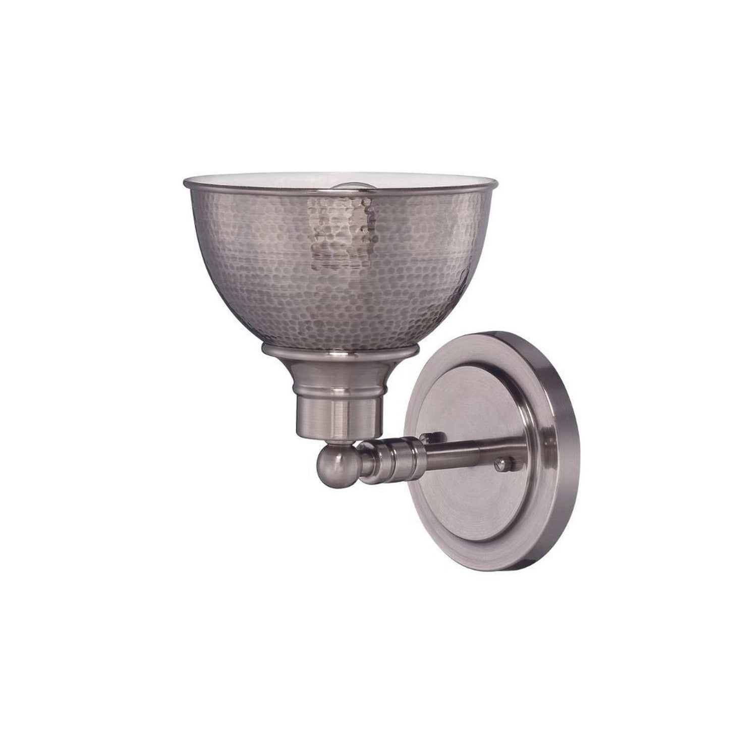 Craftmade Timarron 8" x 10" 1-Light Antique Nickel Wall Sconce With Hammered Metal Shade