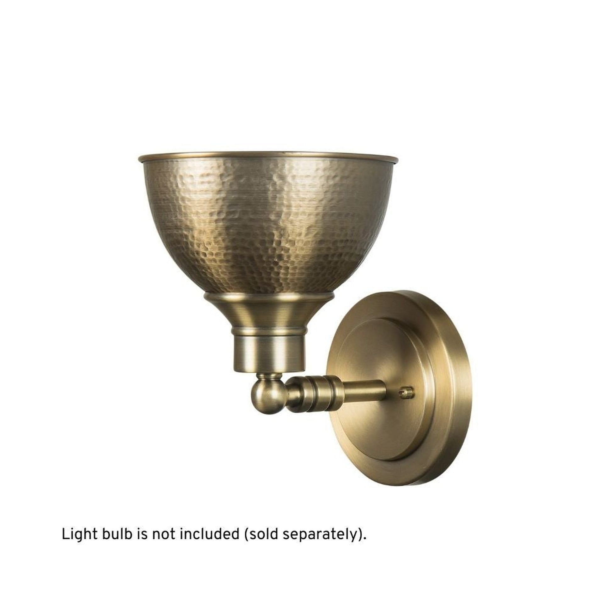 Craftmade Timarron 8" x 10" 1-Light Legacy Brass Wall Sconce With Hammered Metal Shade