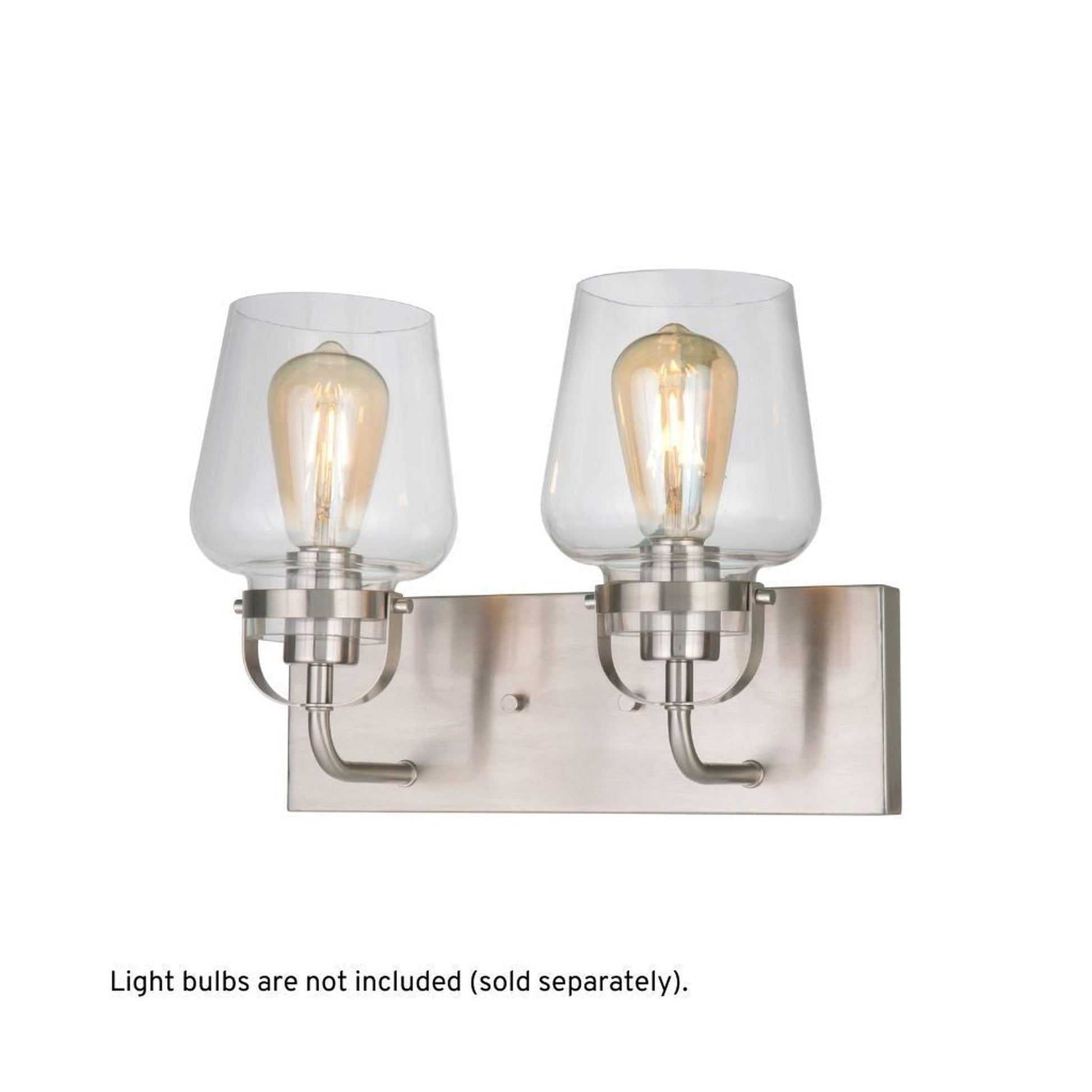 Craftmade Trystan 14" 2-Light Brushed Polished Nickel Vanity Light With Clear Glass Shades