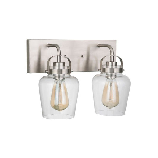 Craftmade Trystan 14" 2-Light Brushed Polished Nickel Vanity Light With Clear Glass Shades