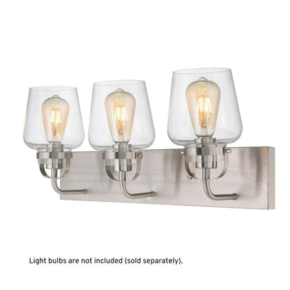 Craftmade Trystan 22" 3-Light Brushed Polished Nickel Vanity Light With Clear Glass Shades