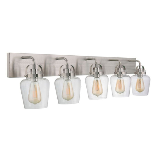 Craftmade Trystan 38" 5-Light Brushed Polished Nickel Vanity Light With Clear Glass Shades