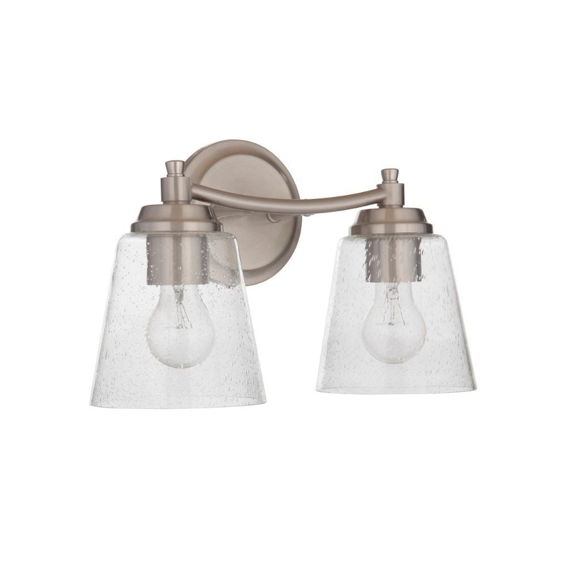 Craftmade Tyler 14" 2-Light Brushed Polished Nickel Vanity Light With Clear Seeded Glass Shades
