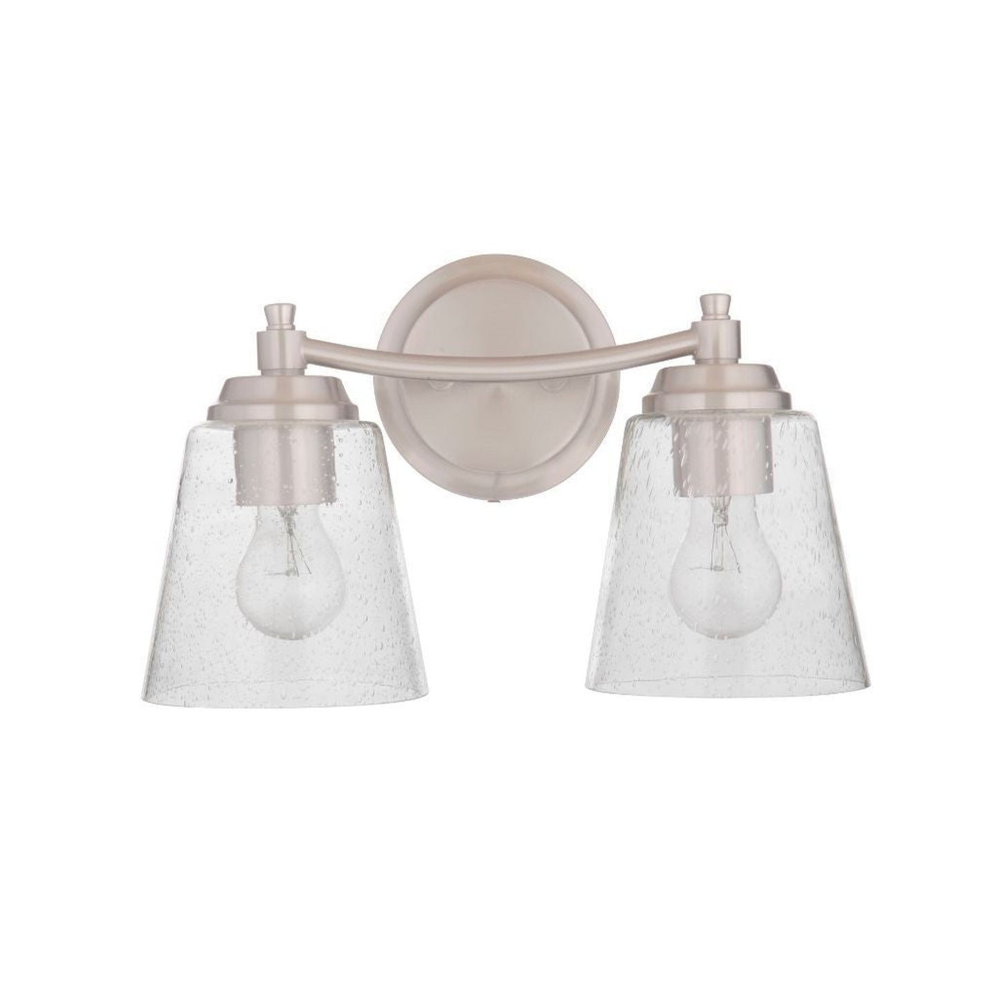 Craftmade Tyler 14" 2-Light Brushed Polished Nickel Vanity Light With Clear Seeded Glass Shades