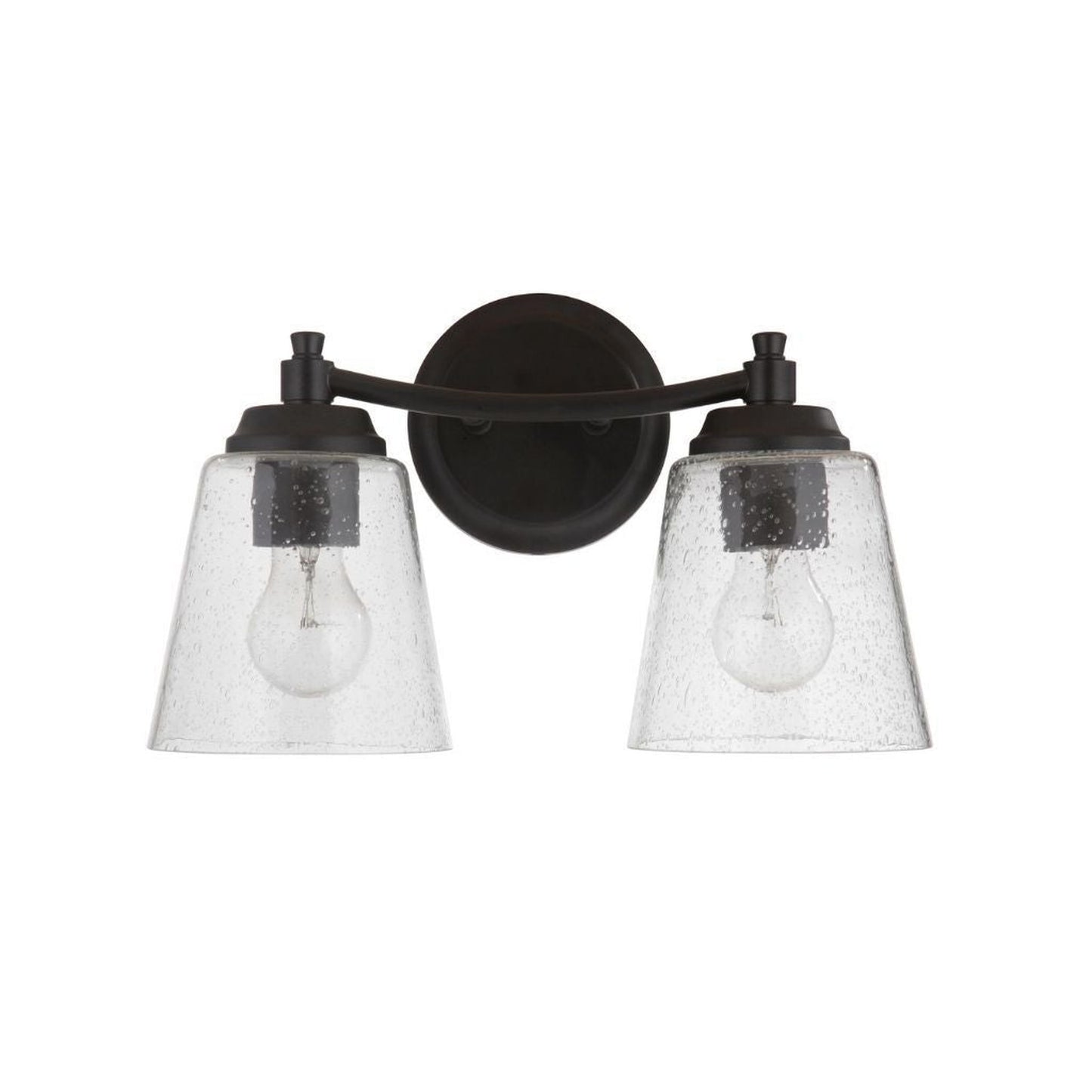 Craftmade Tyler 14" 2-Light FLat Black Vanity Light With Clear Seeded Glass Shades