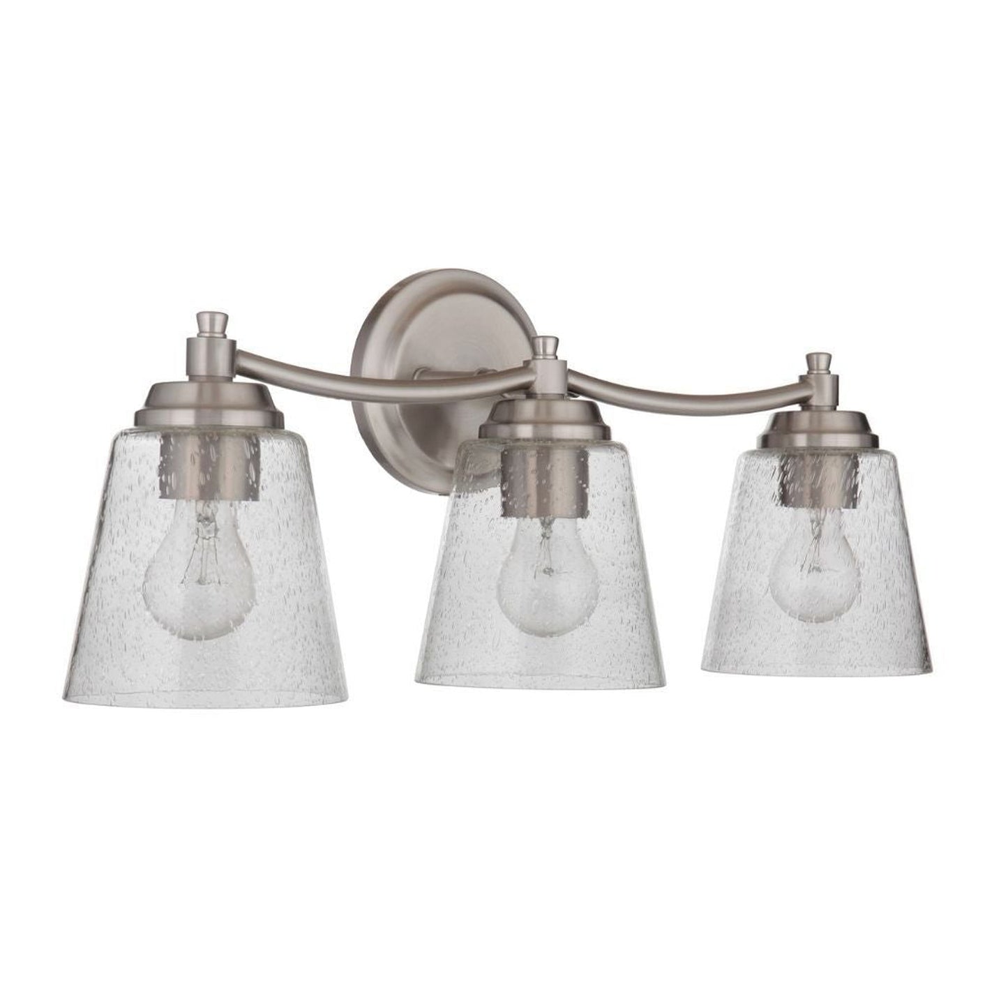 Craftmade Tyler 23" 3-Light Brushed Polished Nickel Vanity Light With Clear Seeded Glass Shades