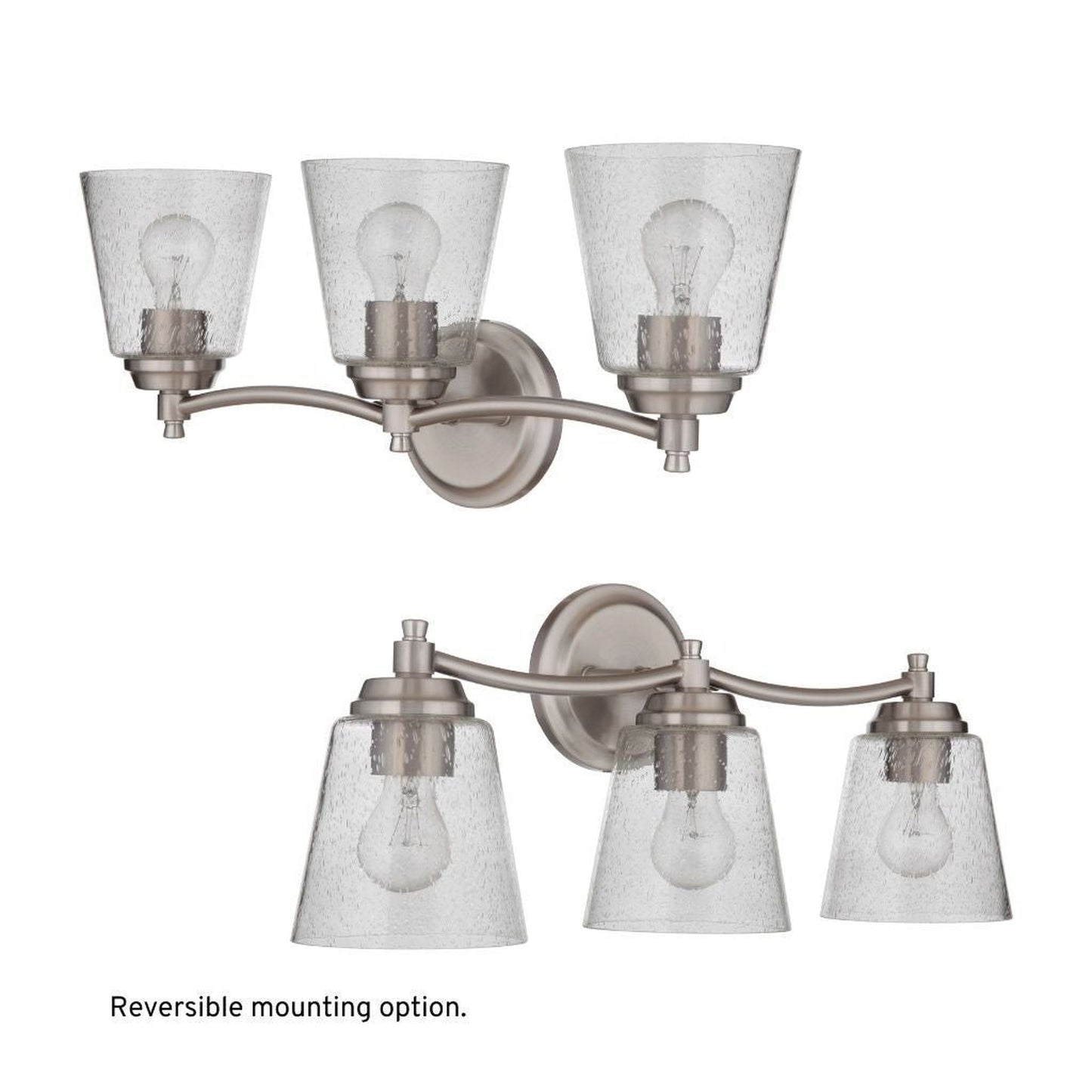 Craftmade Tyler 23" 3-Light Brushed Polished Nickel Vanity Light With Clear Seeded Glass Shades