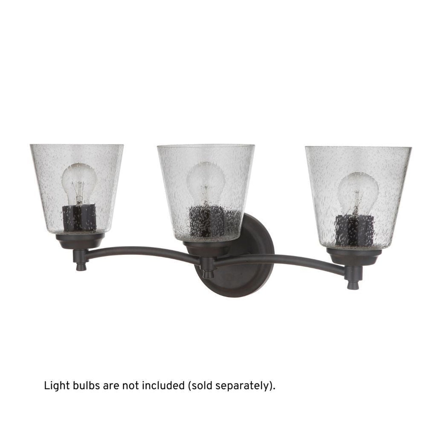Craftmade Tyler 23" 3-Light FLat Black Vanity Light With Clear Seeded Glass Shades