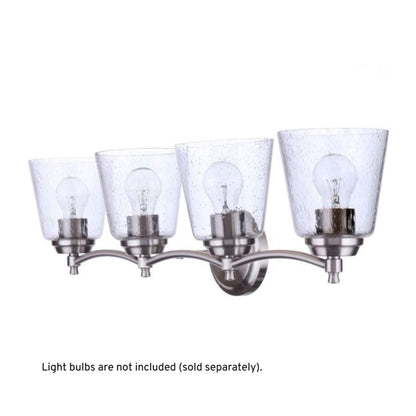 Craftmade Tyler 31" 4-Light Brushed Polished Nickel Vanity Light With Clear Seeded Glass Shades