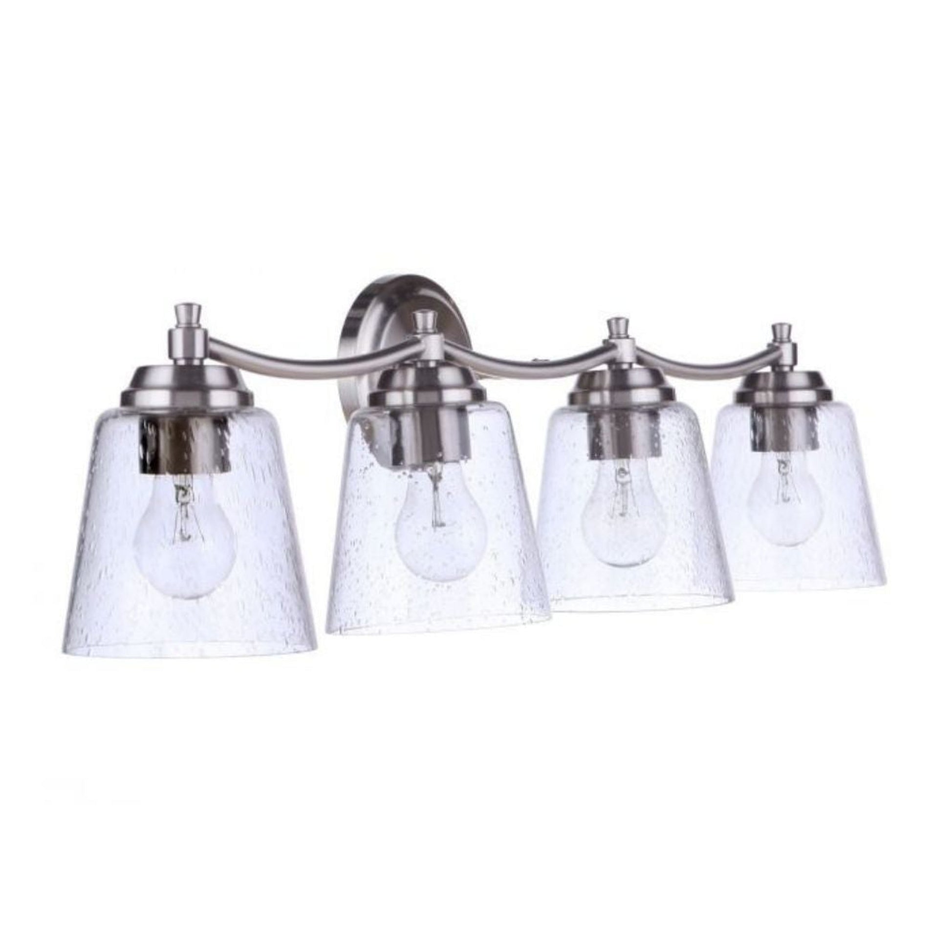 Craftmade Tyler 31" 4-Light Brushed Polished Nickel Vanity Light With Clear Seeded Glass Shades