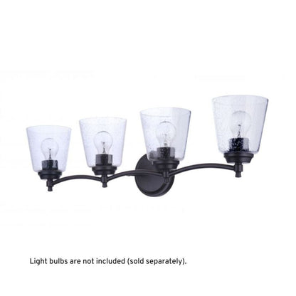 Craftmade Tyler 31" 4-Light FLat Black Vanity Light With Clear Seeded Glass Shades