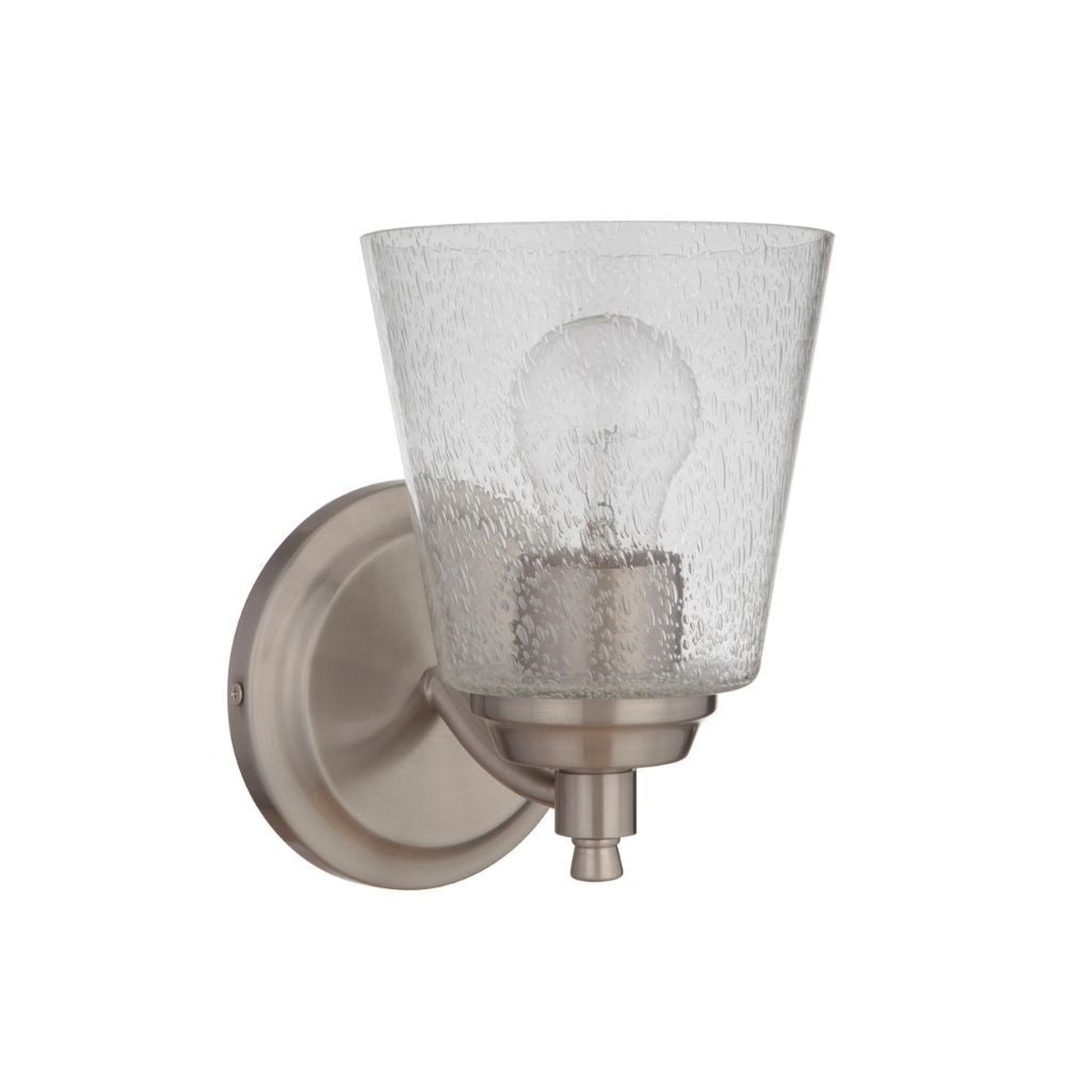 Craftmade Tyler 6" x 10" 1-Light Brushed Polished Nickel Wall Sconce With Clear Seeded Glass Shade