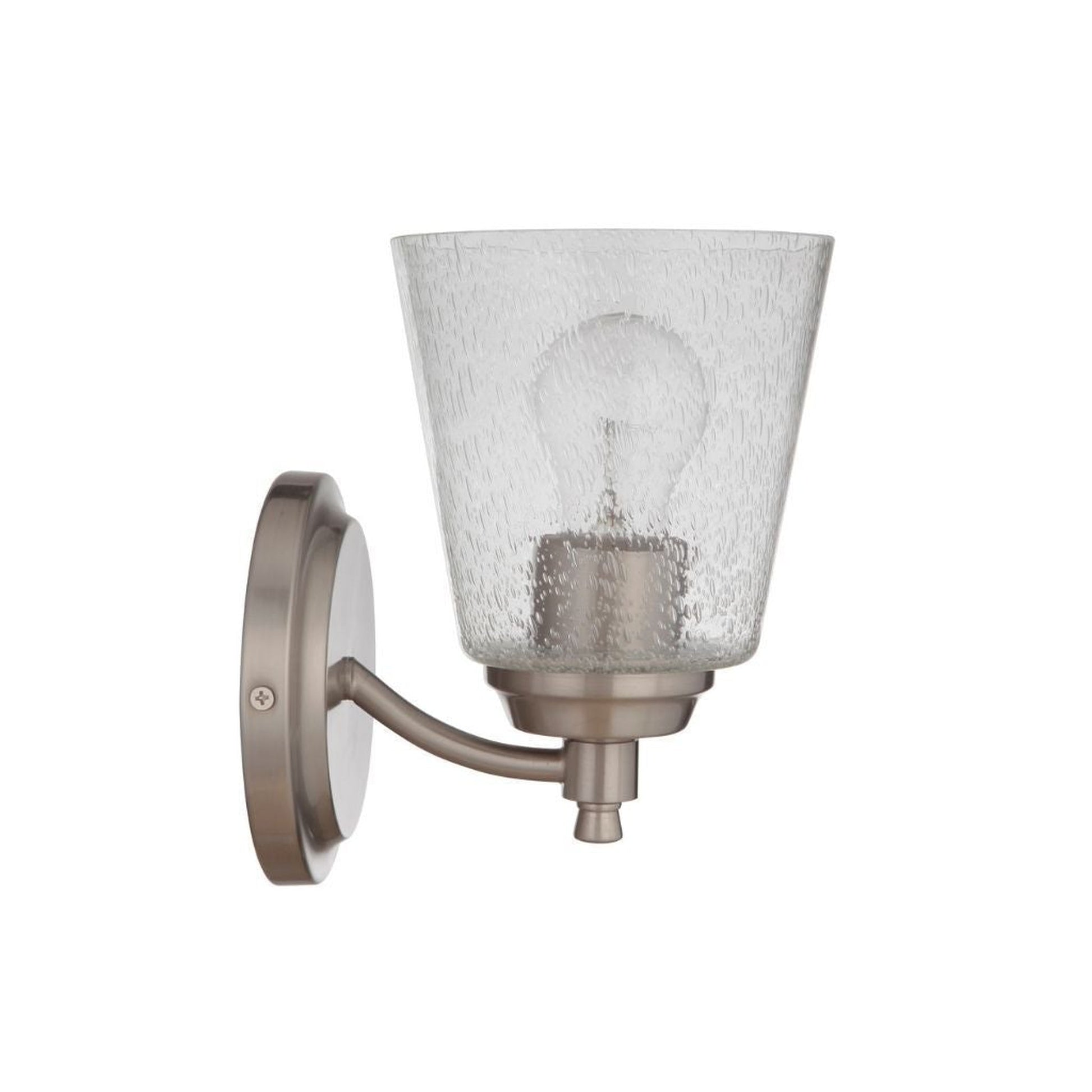 Craftmade Tyler 6" x 10" 1-Light Brushed Polished Nickel Wall Sconce With Clear Seeded Glass Shade