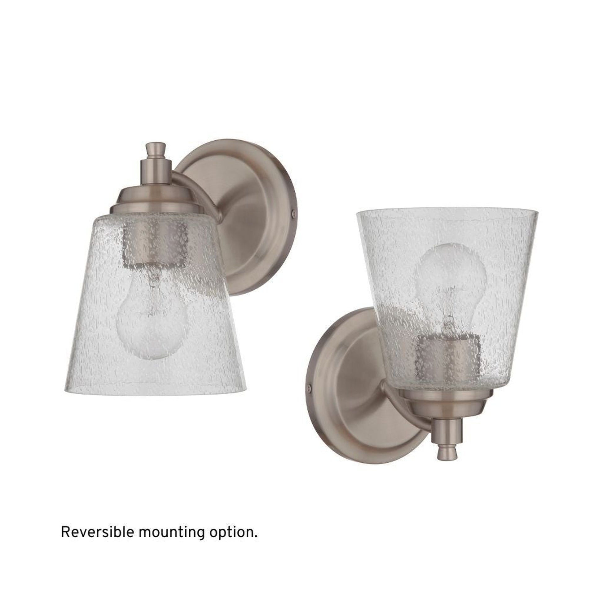 Craftmade Tyler 6" x 10" 1-Light Brushed Polished Nickel Wall Sconce With Clear Seeded Glass Shade