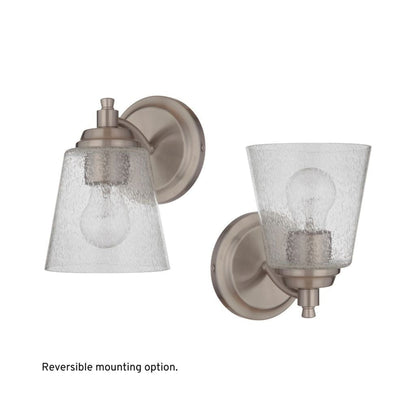 Craftmade Tyler 6" x 10" 1-Light Brushed Polished Nickel Wall Sconce With Clear Seeded Glass Shade