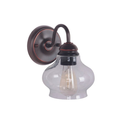 Craftmade Yorktown 6" x 9" 1-Light Oiled Bronze Wall Sconce With Antique Clear Glass Shade