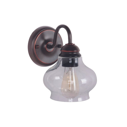 Craftmade Yorktown 6" x 9" 1-Light Oiled Bronze Wall Sconce With Antique Clear Glass Shade
