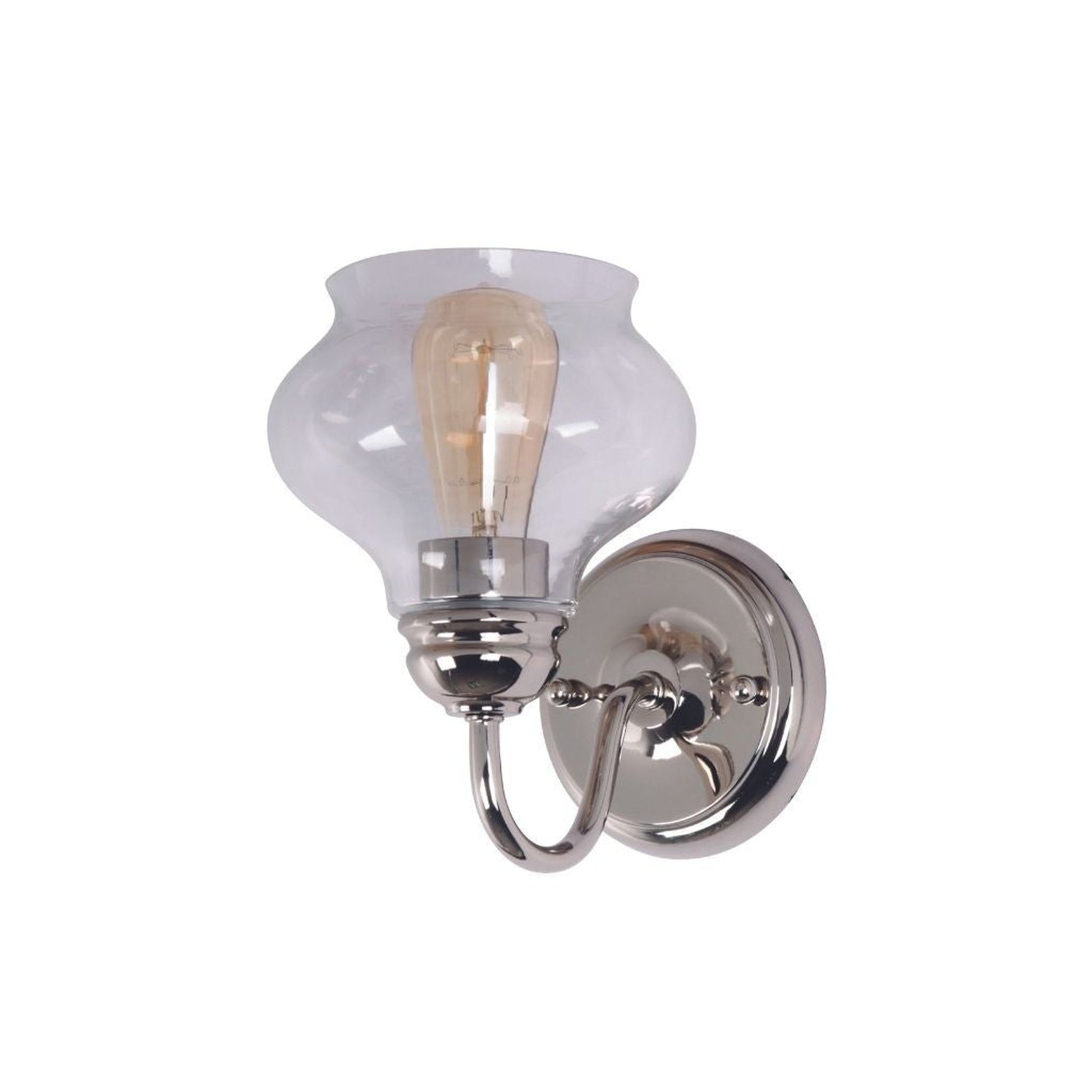 Craftmade Yorktown 6" x 9" 1-Light Polished Nickel Wall Sconce With Antique Clear Glass Shade