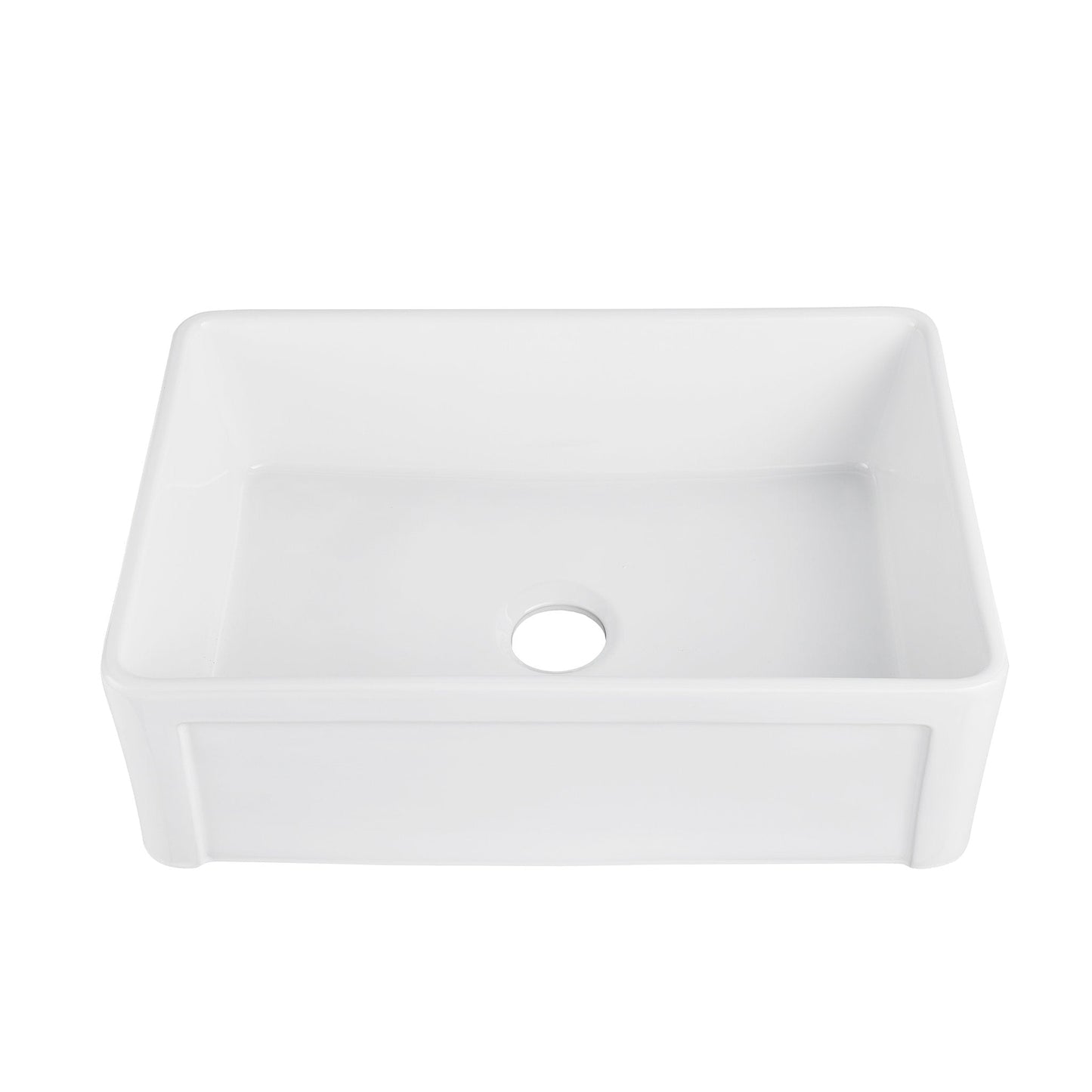 DeerValley DV-1K016 19" x 30" x 10" White Ceramic Farmhouse Single Kitchen Sink With Apron Front Designed