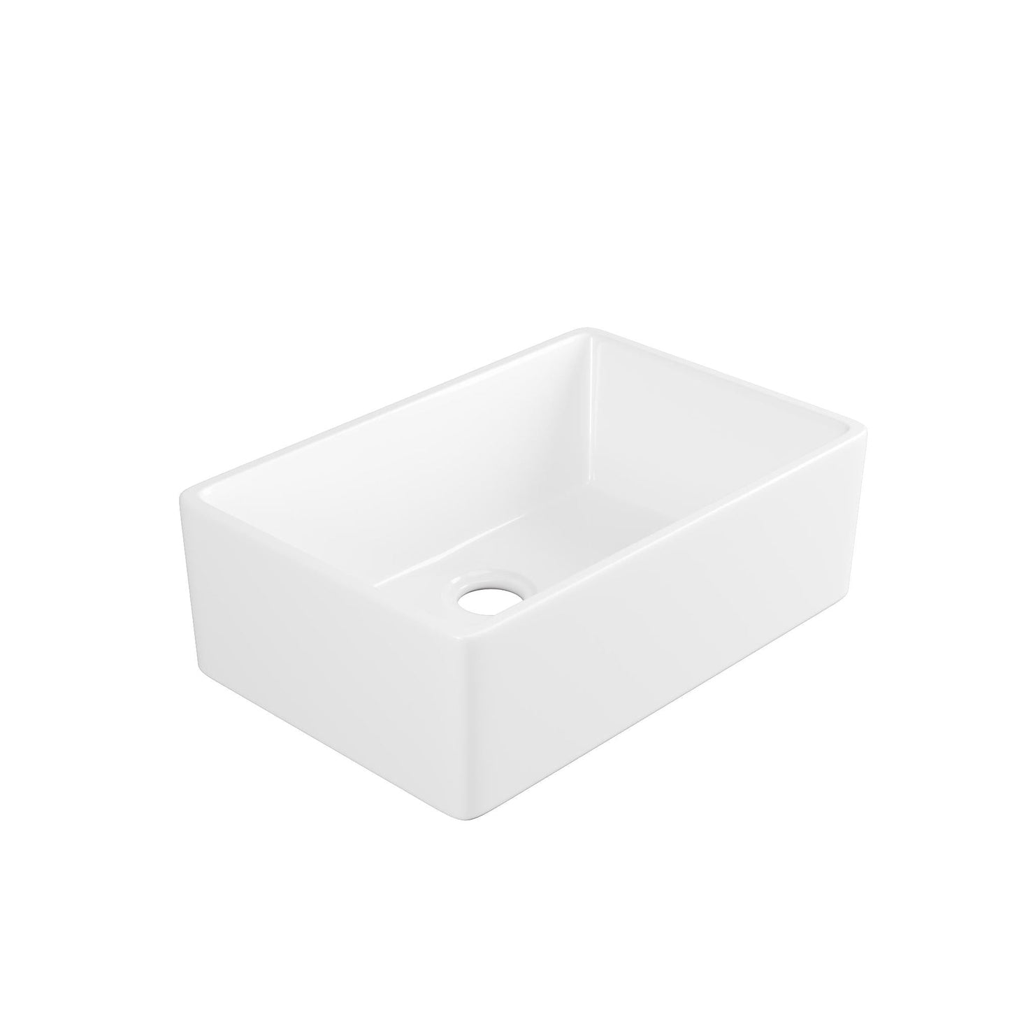 DeerValley DV-1K116 16" x 22" x 8" White Ceramic Farmhouse Single Kitchen Sink With Apron Front Designed