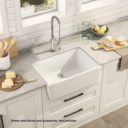 DeerValley DV-1K116 16" x 22" x 8" White Ceramic Farmhouse Single Kitchen Sink With Apron Front Designed