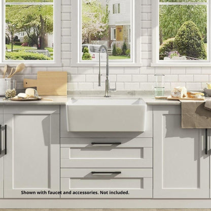 DeerValley DV-1K116 16" x 22" x 8" White Ceramic Farmhouse Single Kitchen Sink With Apron Front Designed