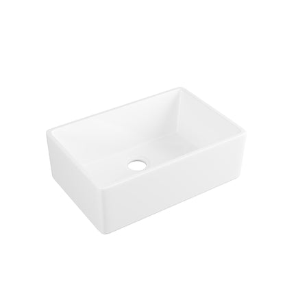 DeerValley DV-1K116 16" x 22" x 8" White Ceramic Farmhouse Single Kitchen Sink With Apron Front Designed