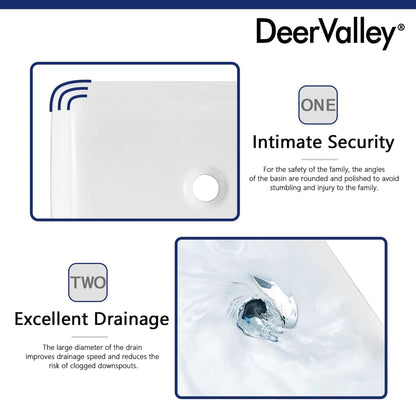 DeerValley DV-1V032 14" x 20" x 4" White Rectangular Ceramic Vessel Sink