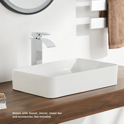 DeerValley DV-1V032 14" x 20" x 4" White Rectangular Ceramic Vessel Sink