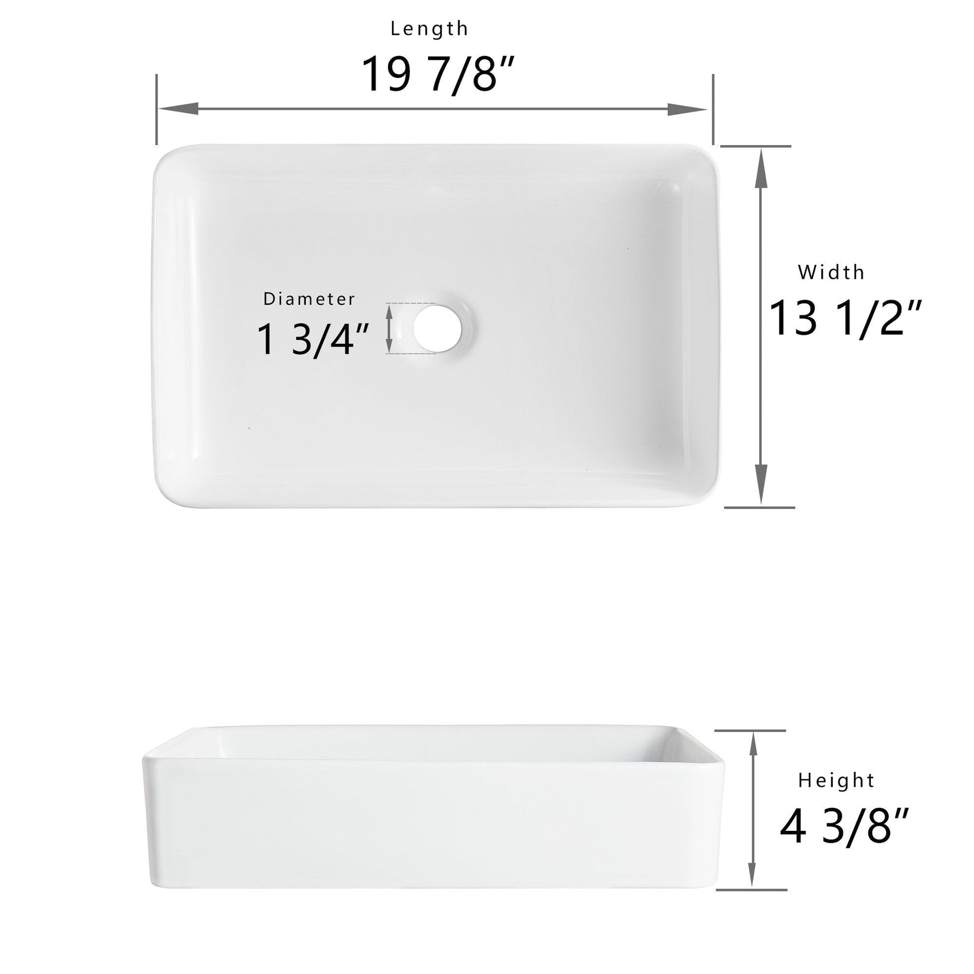 DeerValley DV-1V032 14" x 20" x 4" White Rectangular Ceramic Vessel Sink