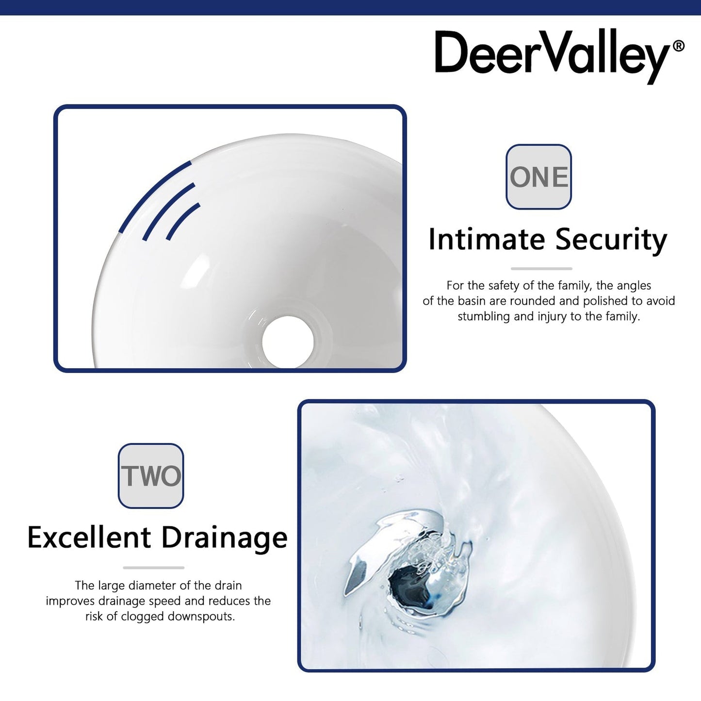 DeerValley DV-1V061 13" x 13" x 5.5" White Round Ceramic Vessel Sink