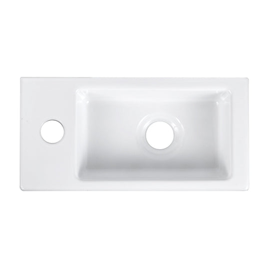 DeerValley DV-1V081L 7" x 15" x 4" White Rectangular Ceramic Wall-Mount Sink With Left Hand Single Faucet Drilling