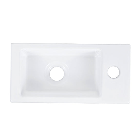 DeerValley DV-1V081R 7" x 15" x 4" White Rectangular Ceramic Wall-Mount Sink With Right Hand Single Faucet Drilling