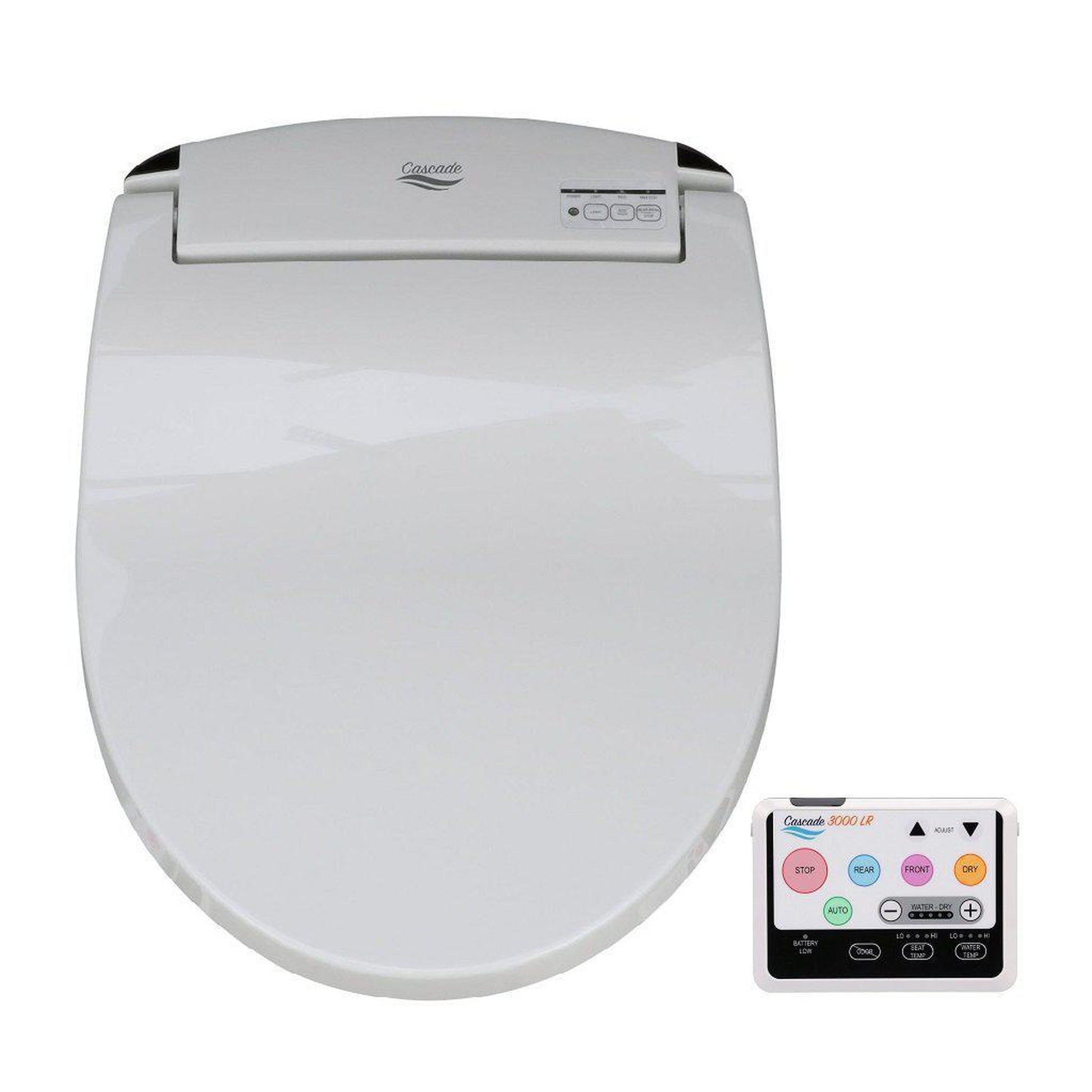 Dignity Solutions Cascade 3000 19" Round White Electric Bidet Toilet Seat With Large Remote Control