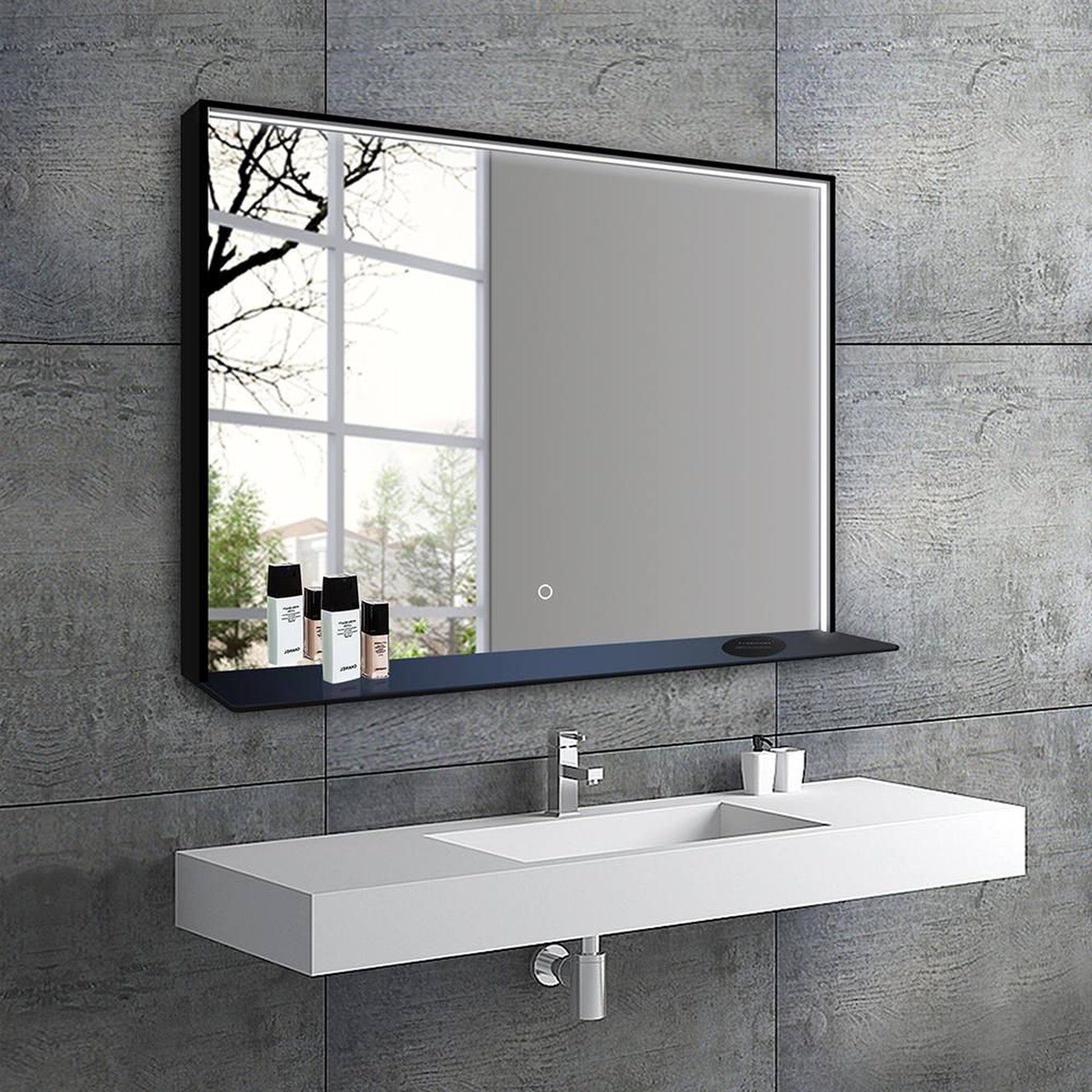 DreamWerks 40" W x 24" H LED Mirror with Wireless Cellphone Charger