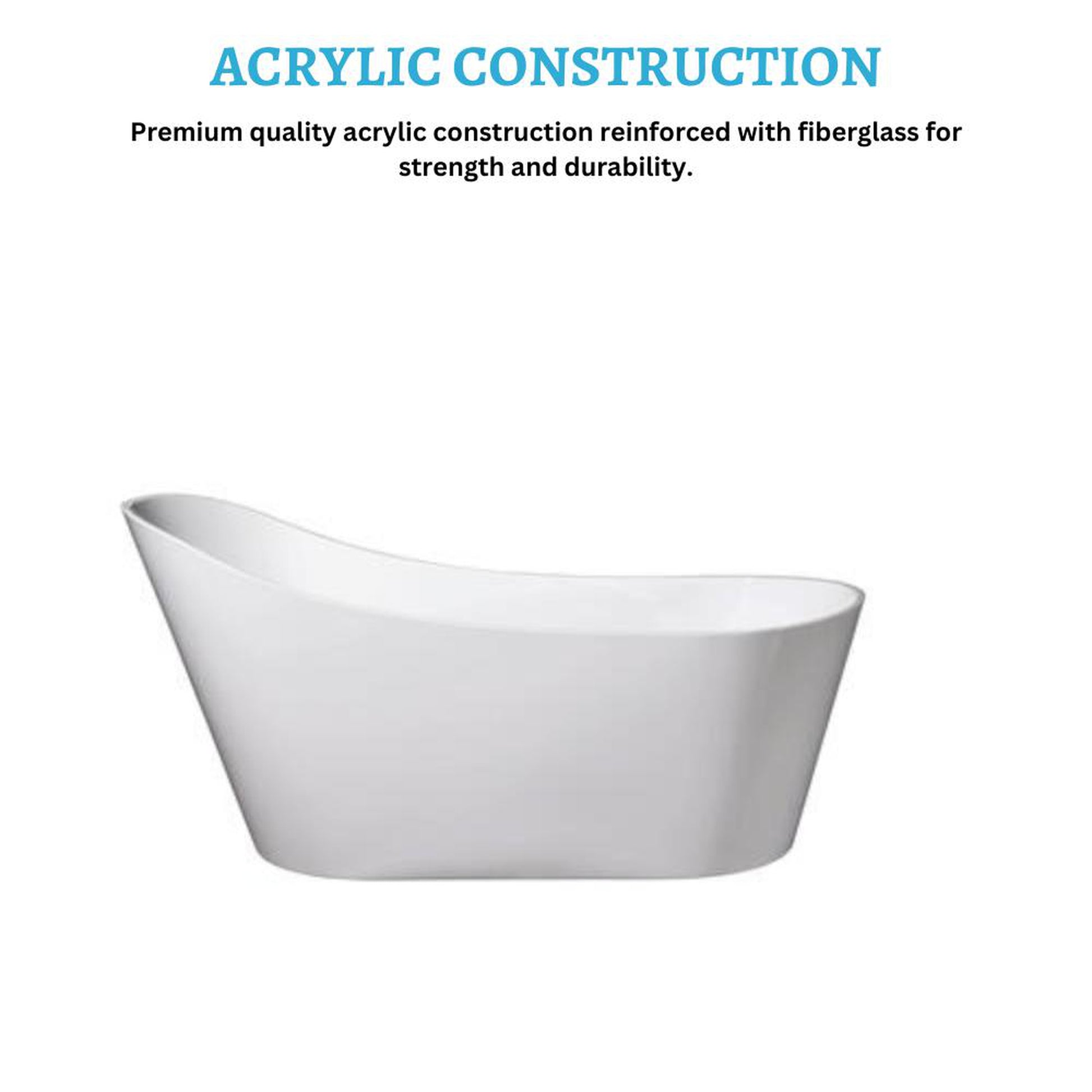 DreamWerks 66.9" Glossy White Acrylic Curved Flatbottom Bathtub