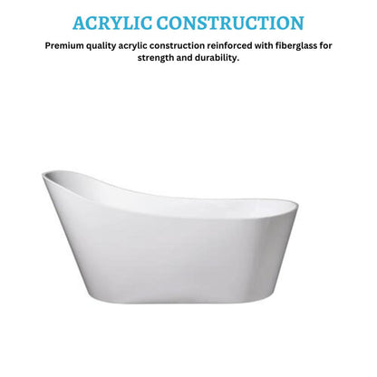 DreamWerks 66.9" Glossy White Acrylic Curved Flatbottom Bathtub