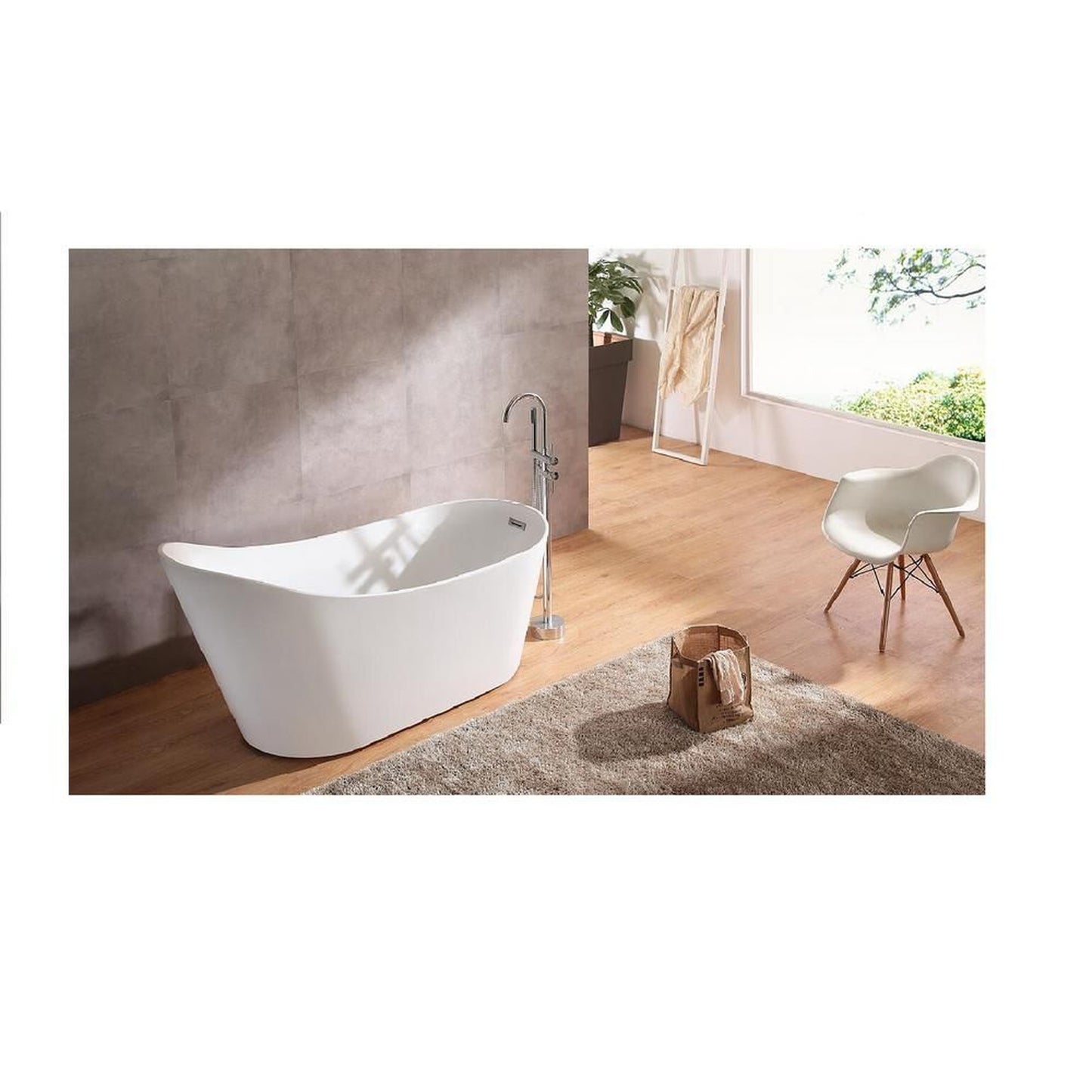 DreamWerks 66.9" Glossy White Acrylic Curved Flatbottom Bathtub