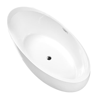 DreamWerks 66.9" Glossy White Acrylic Flatbottom Oval Bathtub