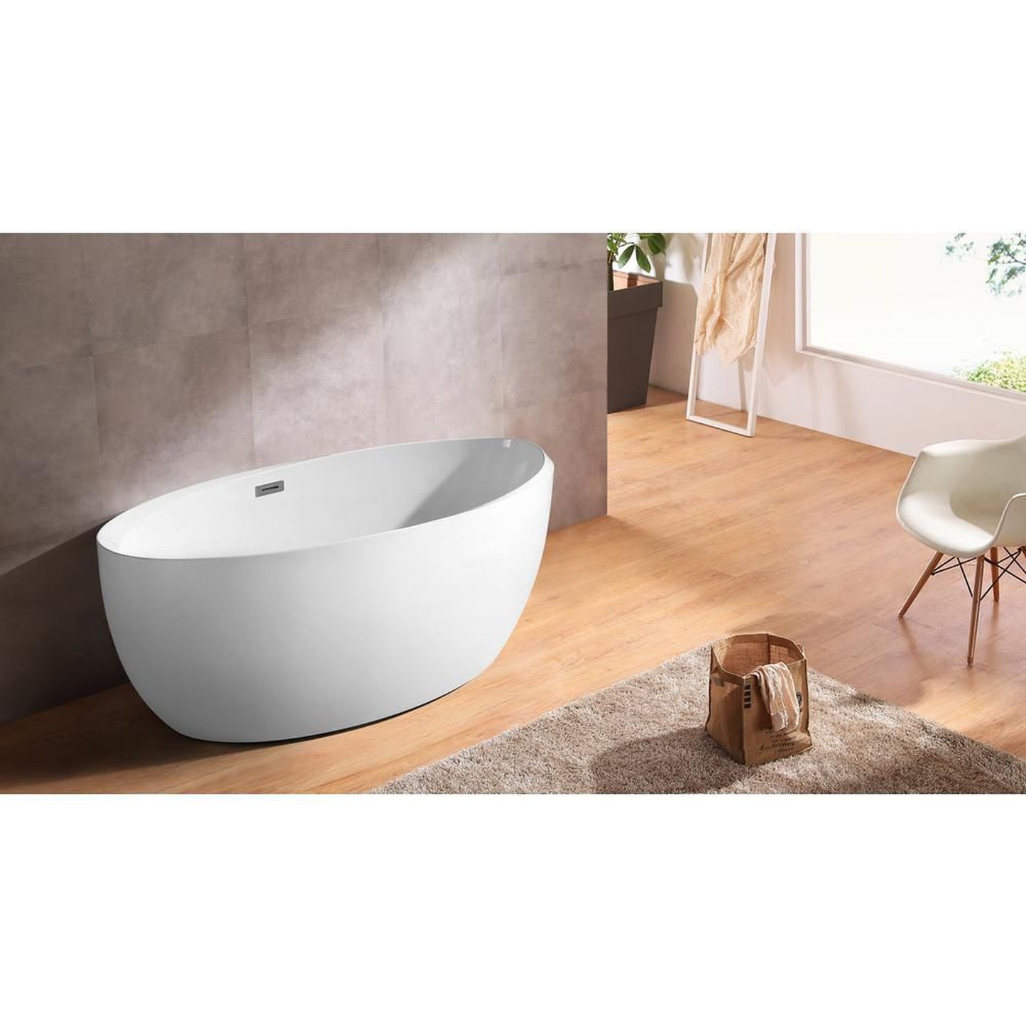 DreamWerks 66.9" Glossy White Acrylic Flatbottom Oval Bathtub