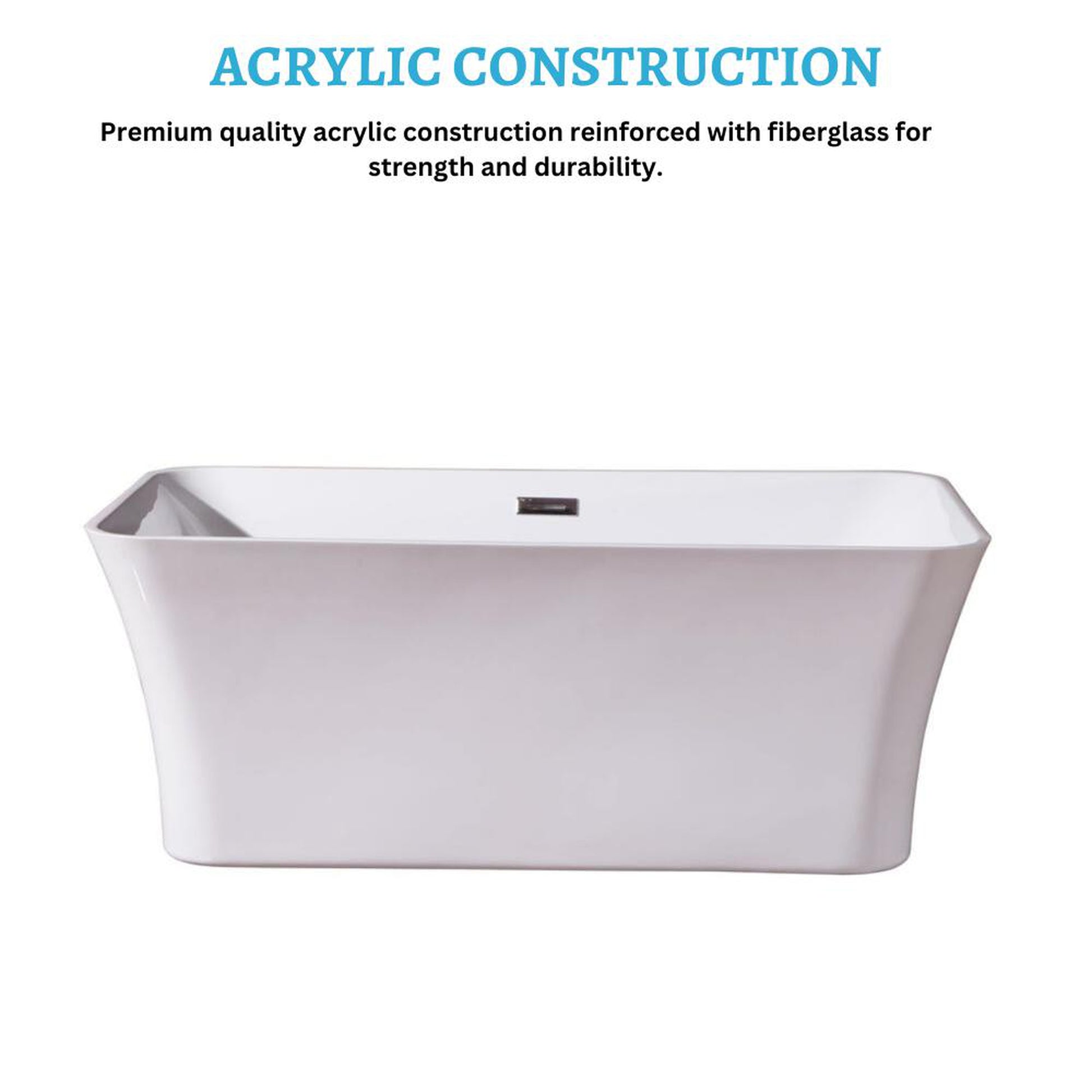 DreamWerks 66.9" Glossy White Acrylic Rectangular Flatbottom Bathtub