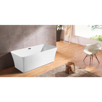 DreamWerks 66.9" Glossy White Acrylic Rectangular Flatbottom Bathtub