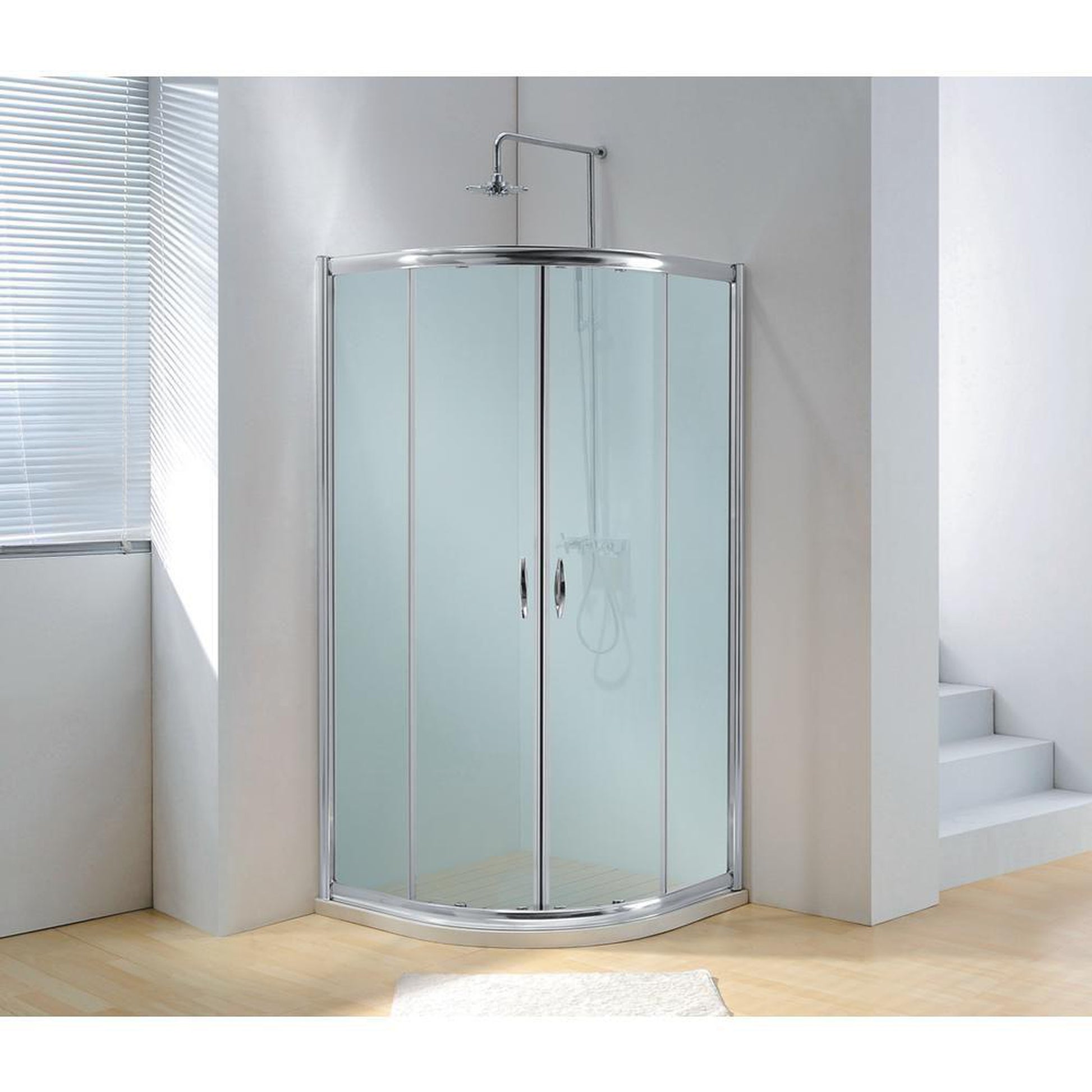 DreamWerks Framed Sliding Shower Enclosure Frosted Glass with Chrome Handle